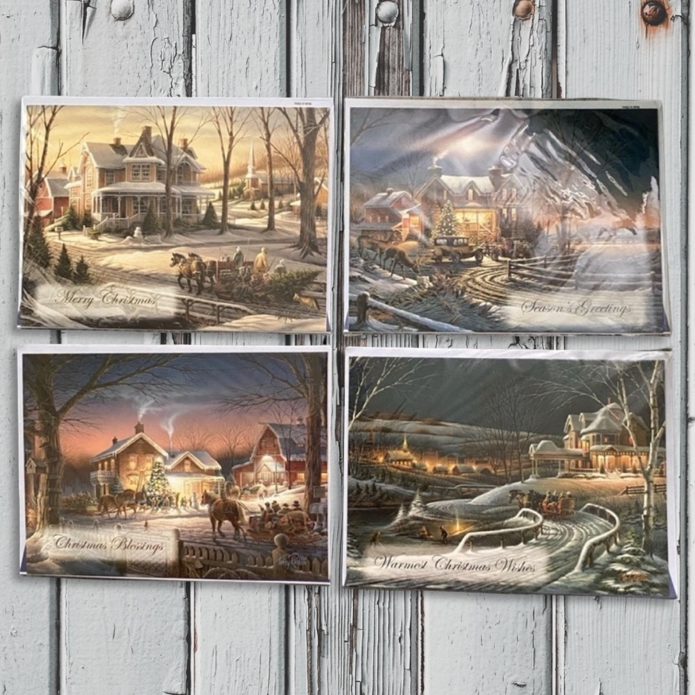 Terry Redlin Vintage Christmas Cards Set 4 SEALED Packs Vignette Envelopes